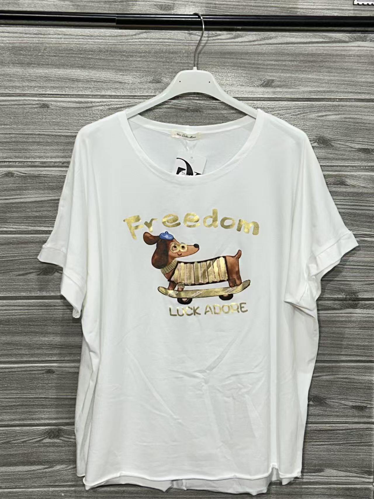 ZOT016WH Horse Print Cotton T-Shirt White