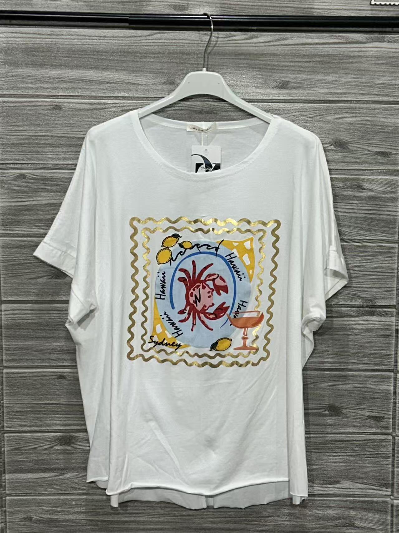 ZOT014WH Floral Bouquet Cotton T-Shirt White