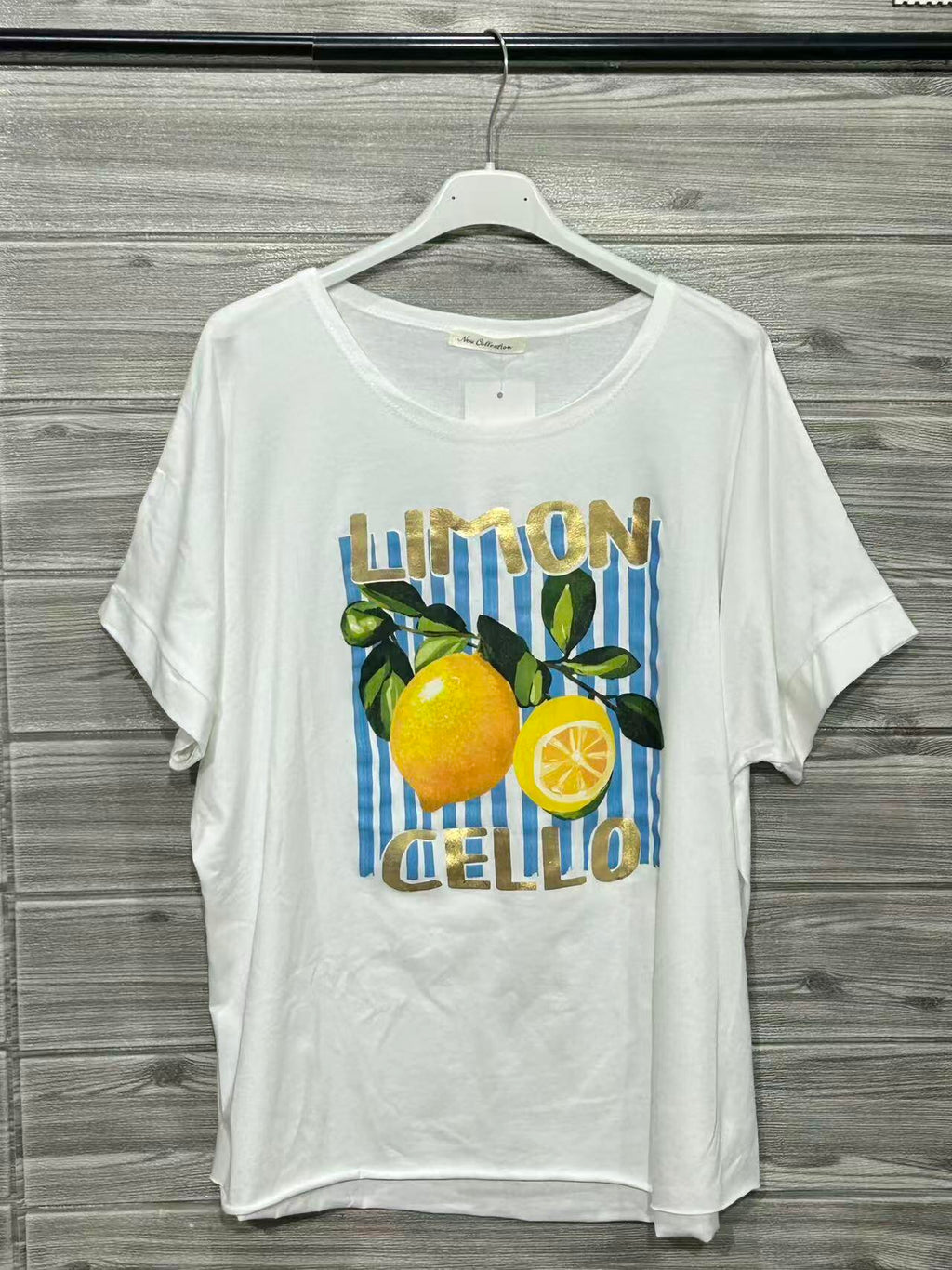 ZOT013WH Lemon Print Cotton T-Shirt White