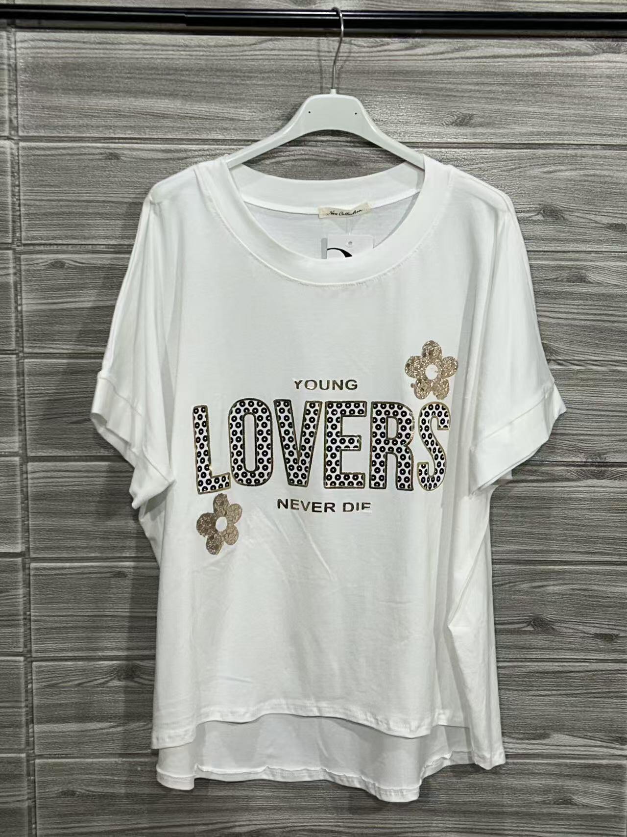 ZOT006WH Lovers Stars Cotton T-Shirt White