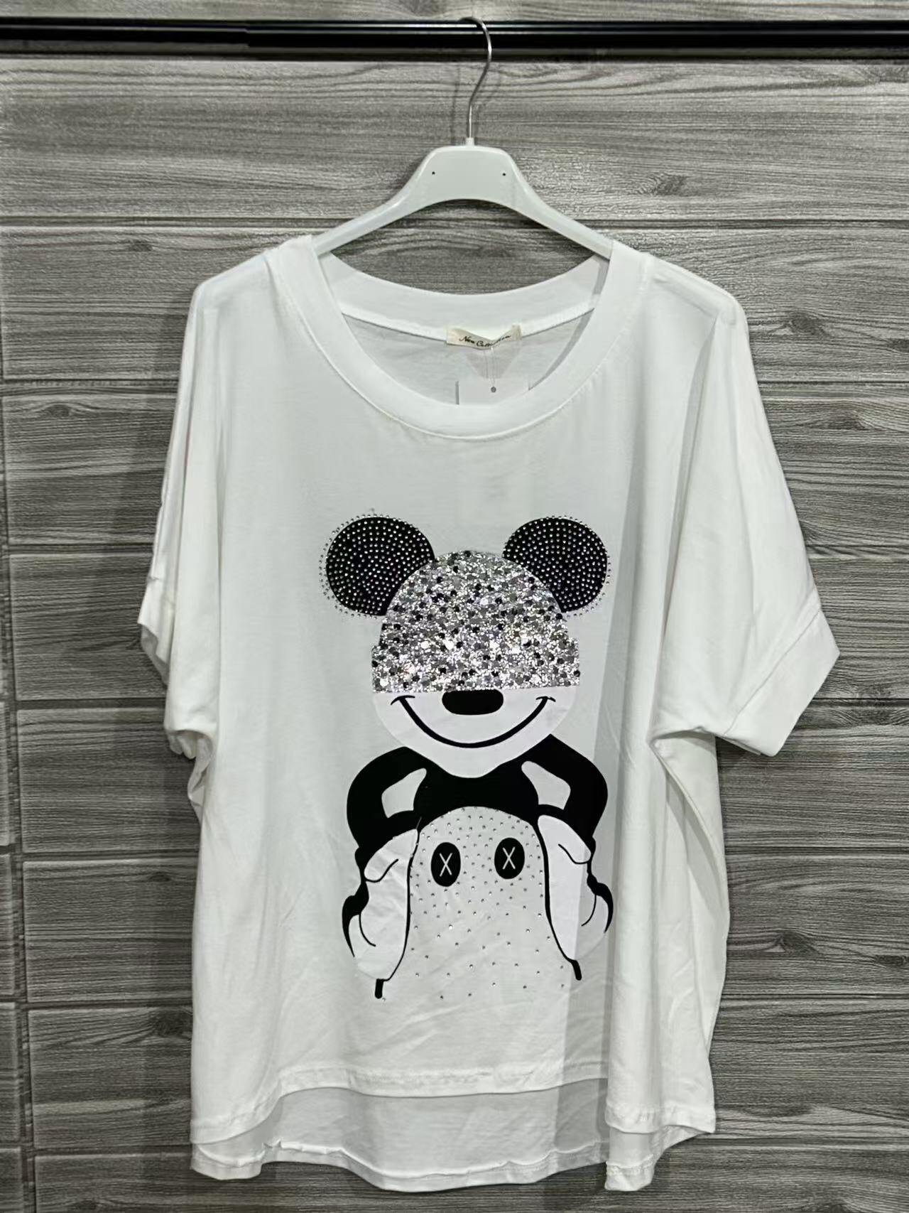 ZOT005WH Mickey Print Cotton T-Shirt White