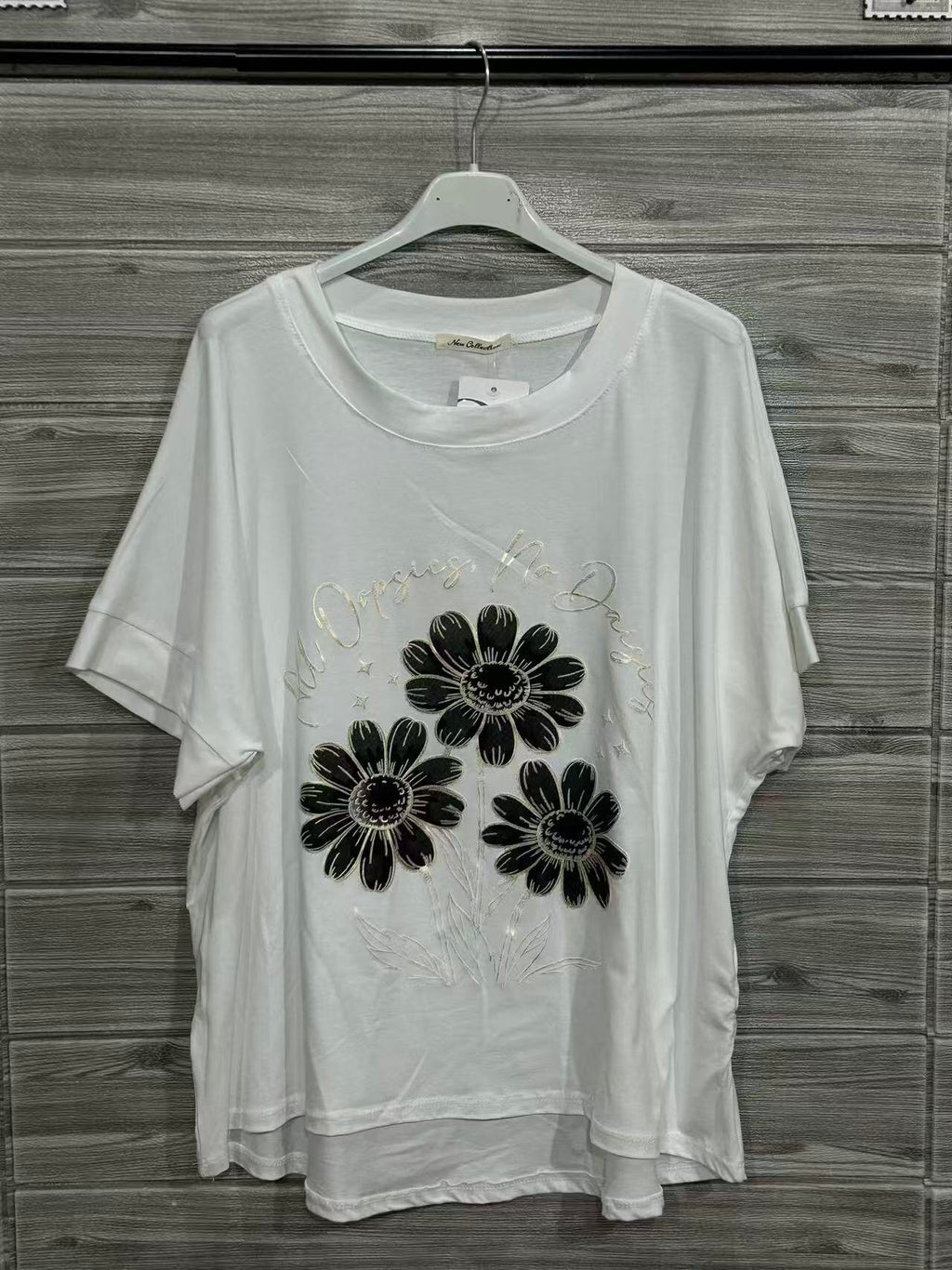 ZOT004WH Sunflower Print Cotton T-Shirt White