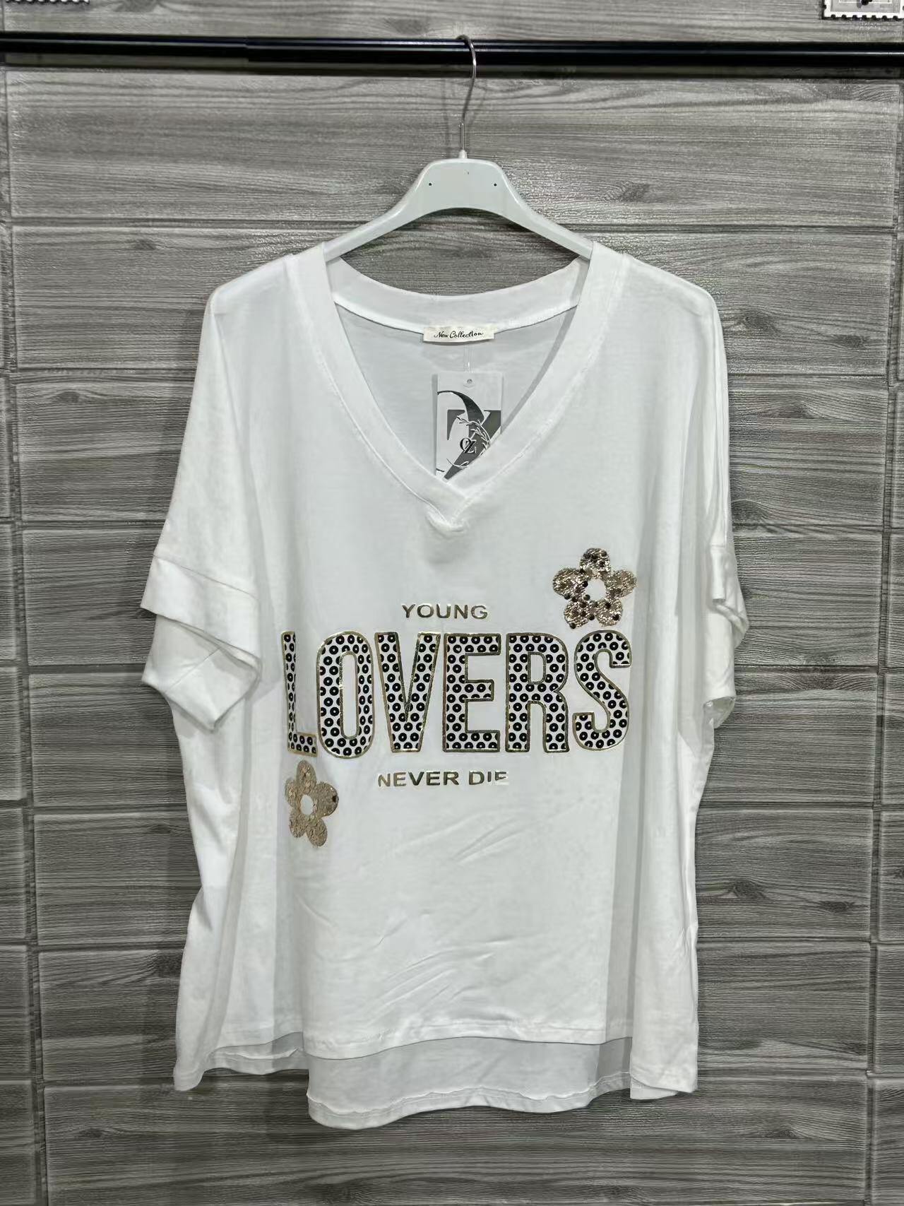 ZOT001WH Lovers Print Cotton T-Shirt White
