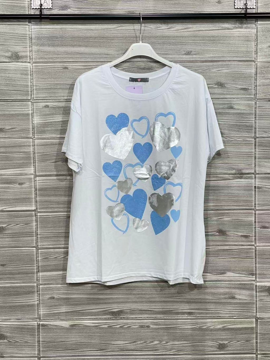 ZOT075SB Blue Leaf Cotton Top Sky Blue
