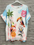 ZOT046SB Girl Print Cotton T-Shirt Sky Blue