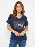 ZOT037DB Love Print Cotton T-Shirt Dark Blue