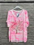 ZOT049BH Tie-Dye Butterfly Cotton T-Shirt Blush