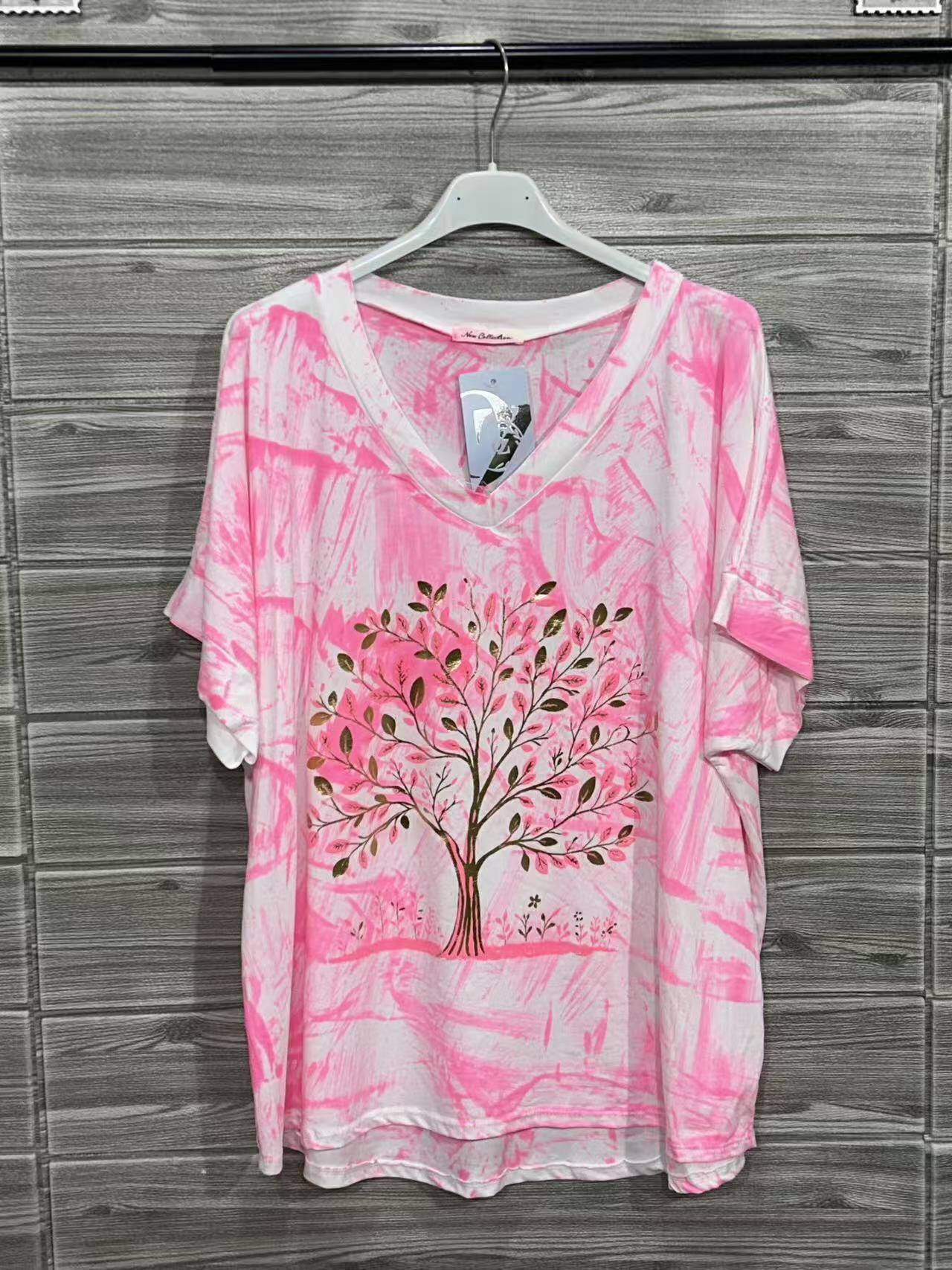 ZOT049BH Tie-Dye Butterfly Cotton T-Shirt Blush