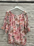 ZOT044BH Romantic Floral Cotton Top Blush