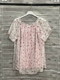ZOT043BH Floral Off-Shoulder Cotton Top Blush