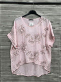 ZOT029BH Tonal Floral Cotton Top Blush