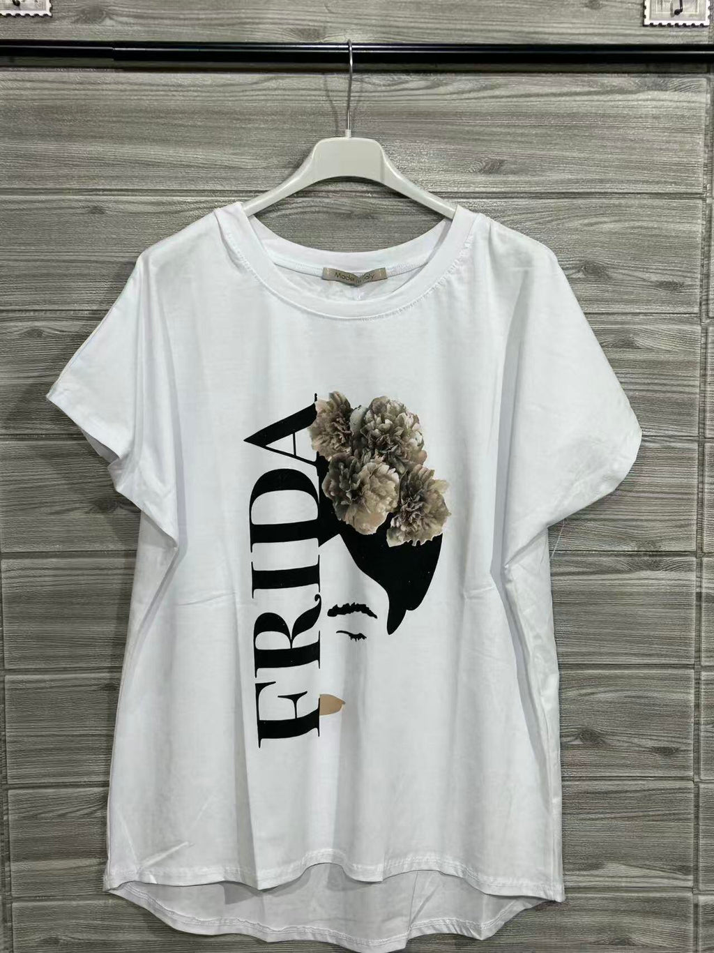 ZOT071EC Frida Tropical Cotton T-Shirt Ecru