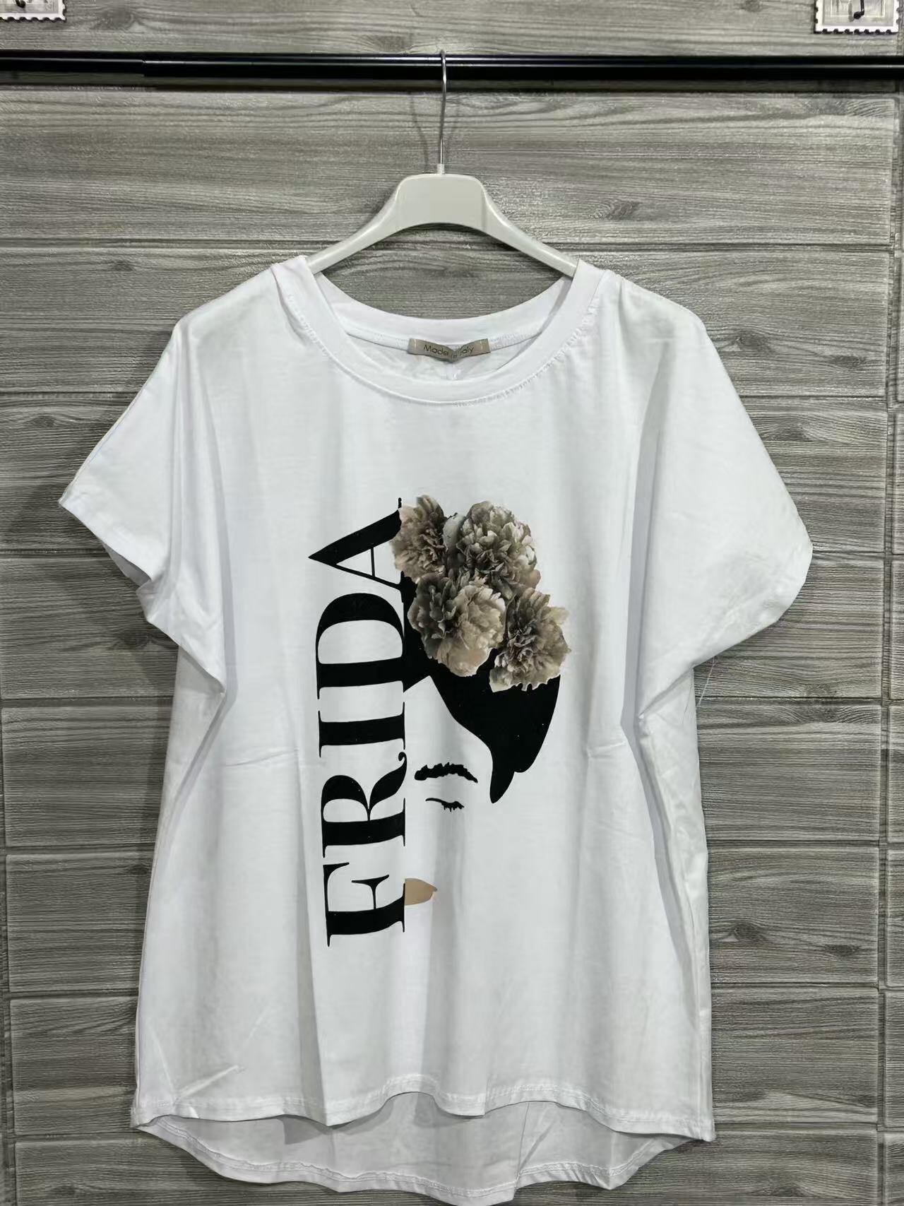 ZOT071EC Frida Tropical Cotton T-Shirt Ecru