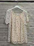 ZOT043EC Floral Off-Shoulder Cotton Top Ecru