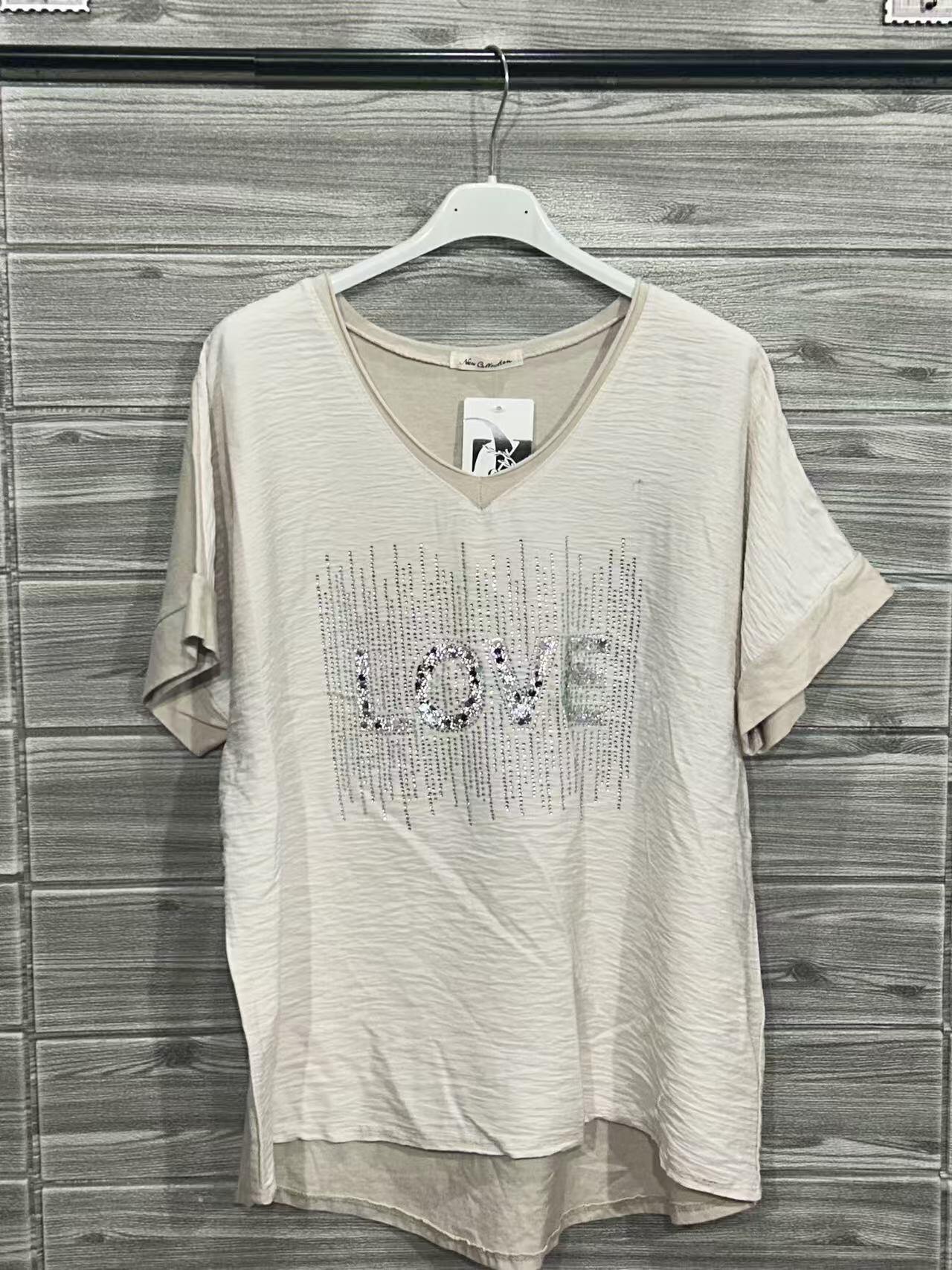 ZOT037EC Love Print Cotton T-Shirt Ecru