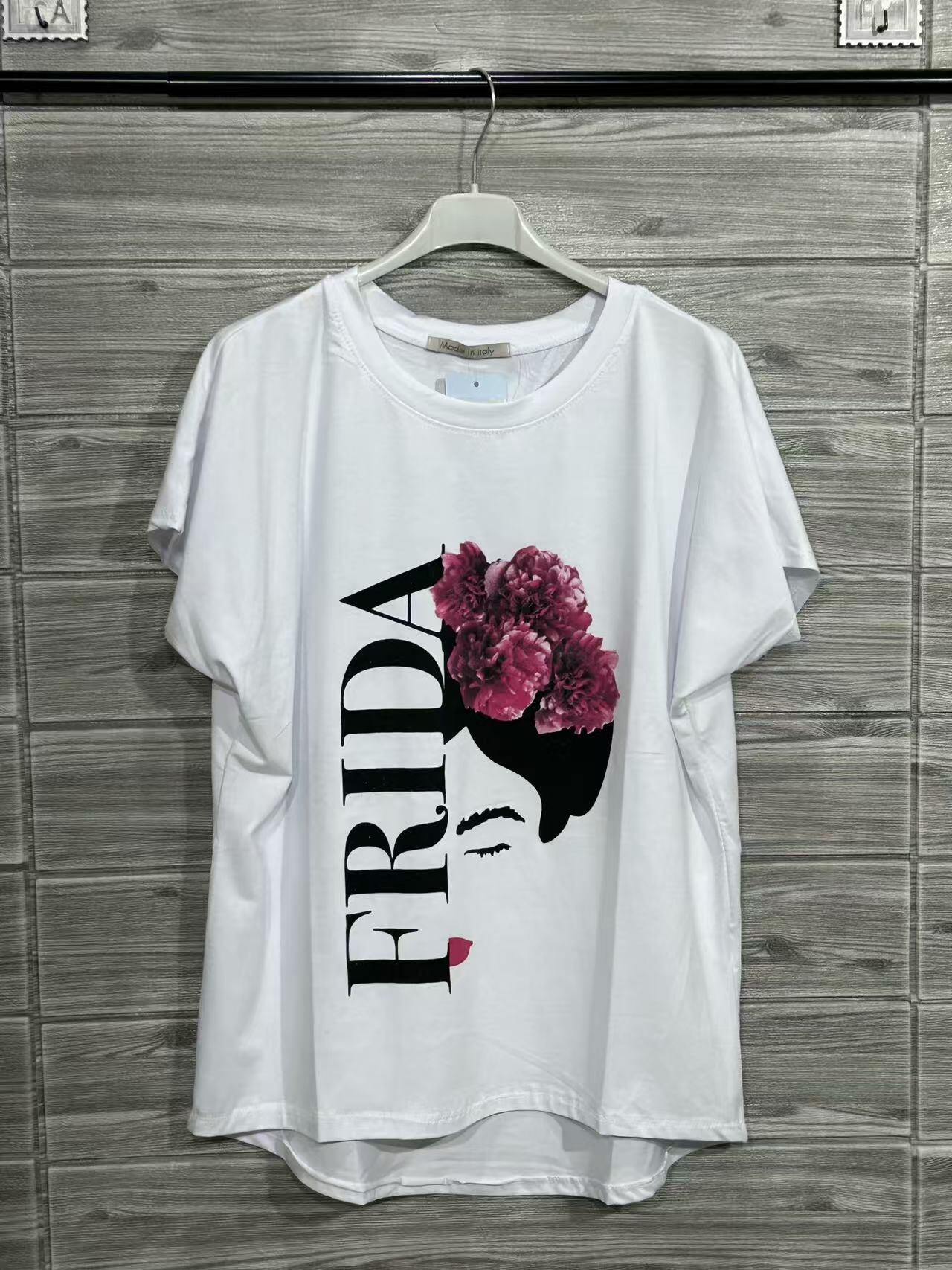 ZOT071FX Frida Tropical Cotton T-Shirt Fuchsia
