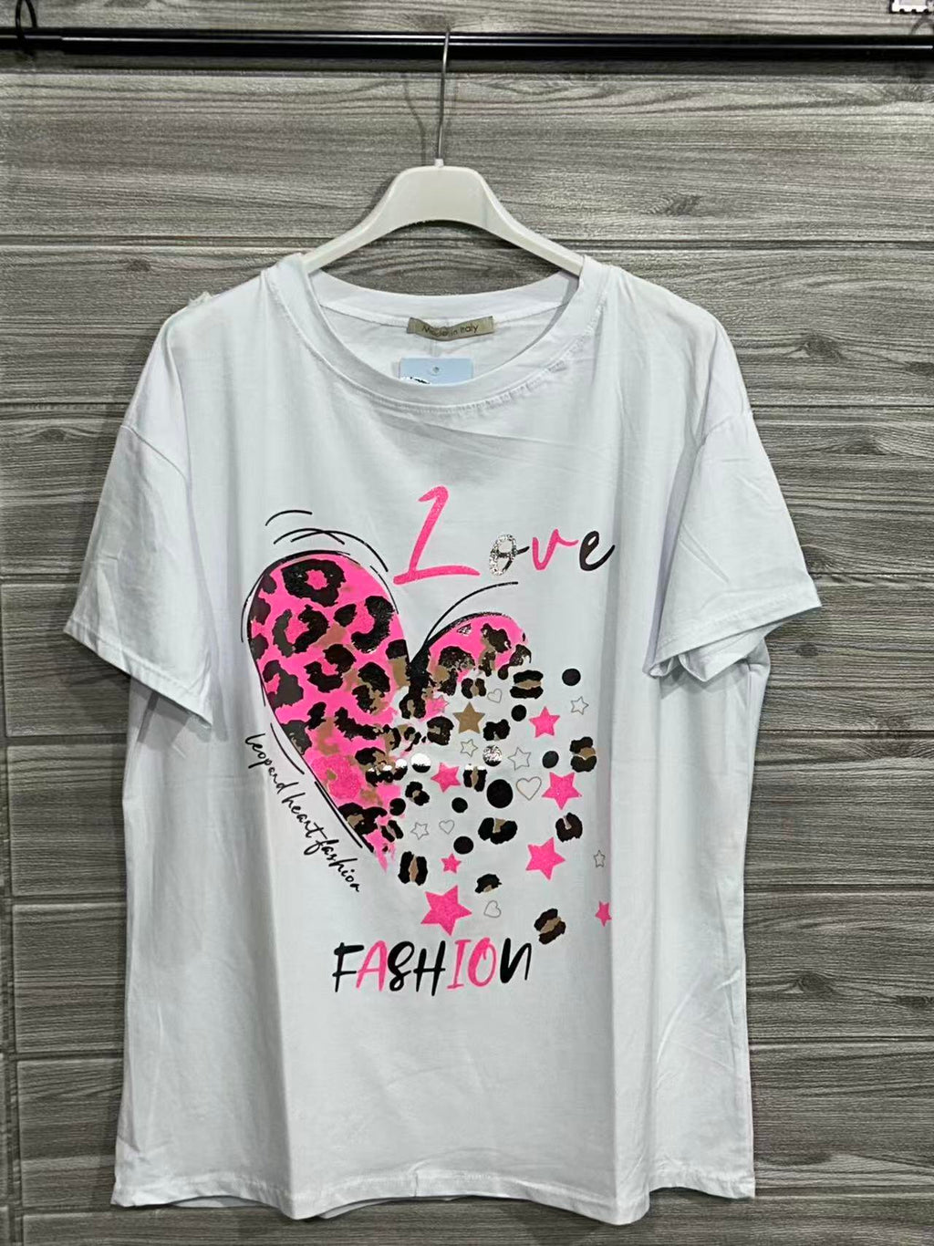 ZOT069FX Floral Heart Cotton T-Shirt Fuchsia