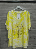 ZOT049YL Tie-Dye Butterfly Cotton T-Shirt Yellow