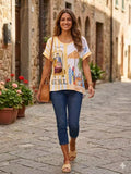 ZOT046YL Girl Print Cotton T-Shirt Yellow