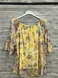 ZOT044YL Romantic Floral Cotton Top Yellow
