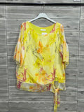 ZOT042YL Watercolor Floral Cotton Top Yellow