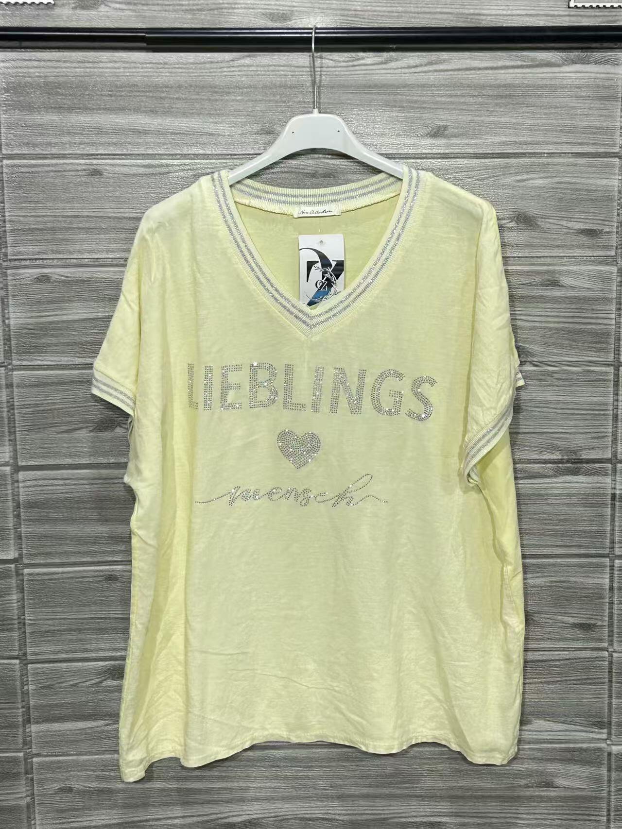 ZOT034YL V-Neck Cotton T-Shirt Yellow
