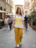ZOT003YL Born Print Cotton T-Shirt Yellow