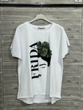 ZOT071KH Frida Tropical Cotton T-Shirt Khaki