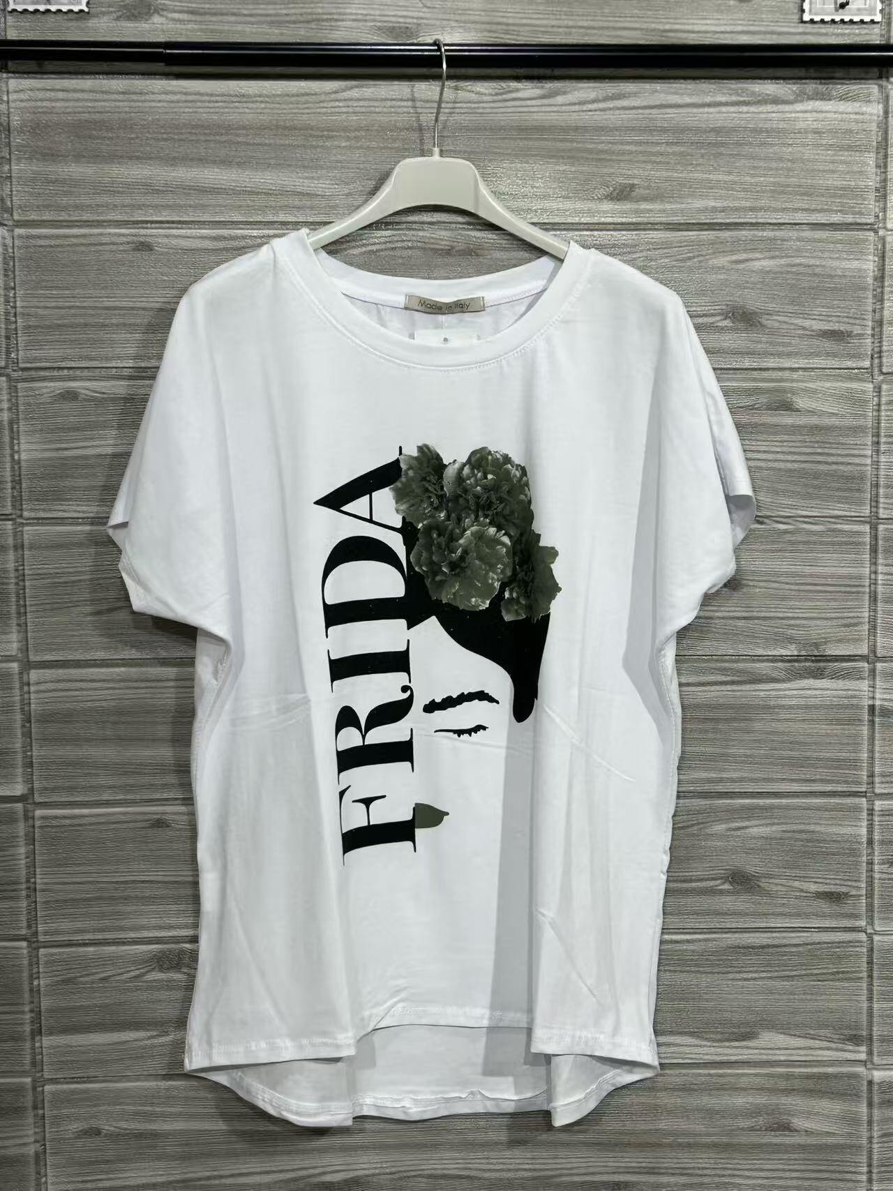 ZOT071KH Frida Tropical Cotton T-Shirt Khaki