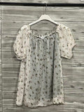 ZOT043KH Floral Off-Shoulder Cotton Top Khaki