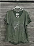 ZOT037KH Love Print Cotton T-Shirt Khaki
