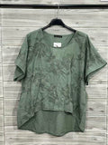 ZOT029KH Tonal Floral Cotton Top Khaki