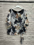 ZOT042BK Watercolor Floral Cotton Top Black