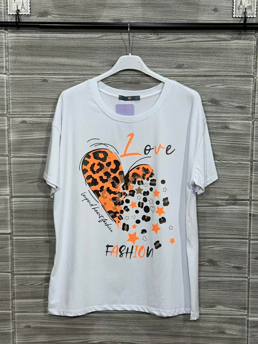 ZOT069OR Floral Heart Cotton T-Shirt Orange