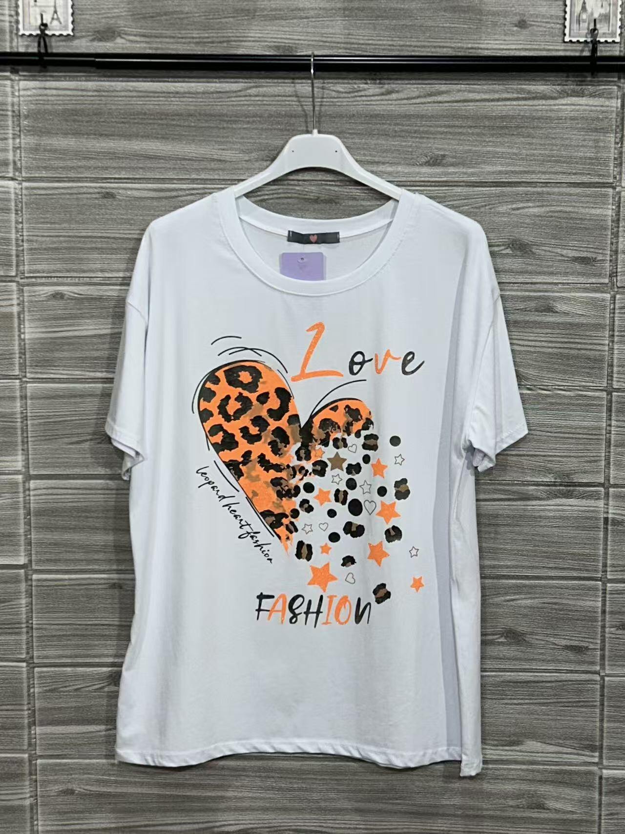 ZOT069OR Floral Heart Cotton T-Shirt Orange