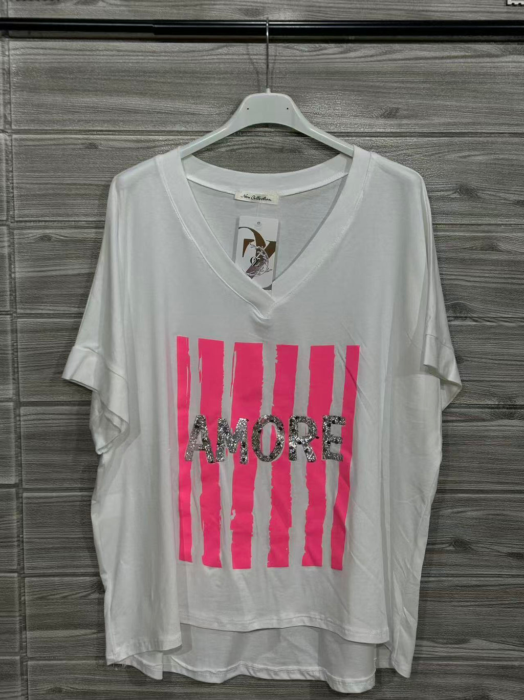 ZOT003RF Born Print Cotton T-Shirt Rose Fluo