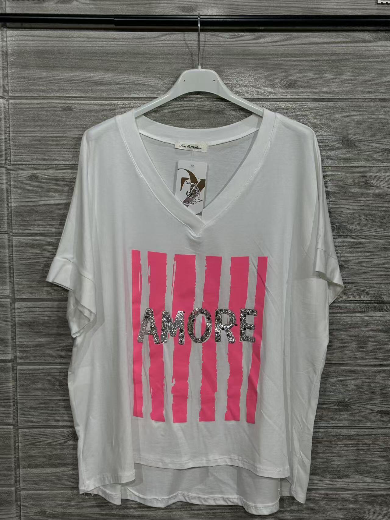 ZOT003RF Born Print Cotton T-Shirt Rose Fluo