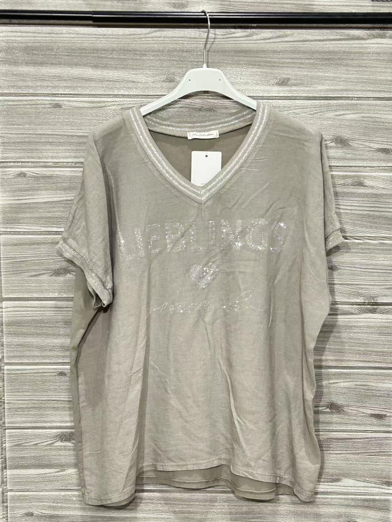 ZOT034TP V-Neck Cotton T-Shirt Taupe