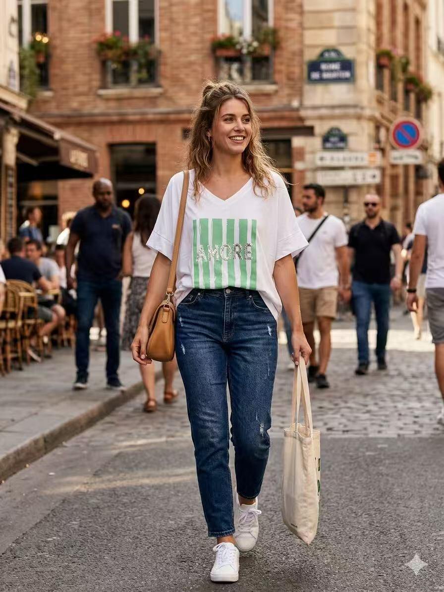 ZOT003NG Born Print Cotton T-Shirt Neon Green
