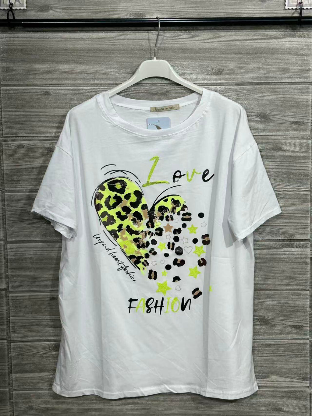 ZOT069VP Floral Heart Cotton T-Shirt Vert Pomme