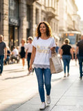 ZOT008WH Floral Cotton T-Shirt with Lace White