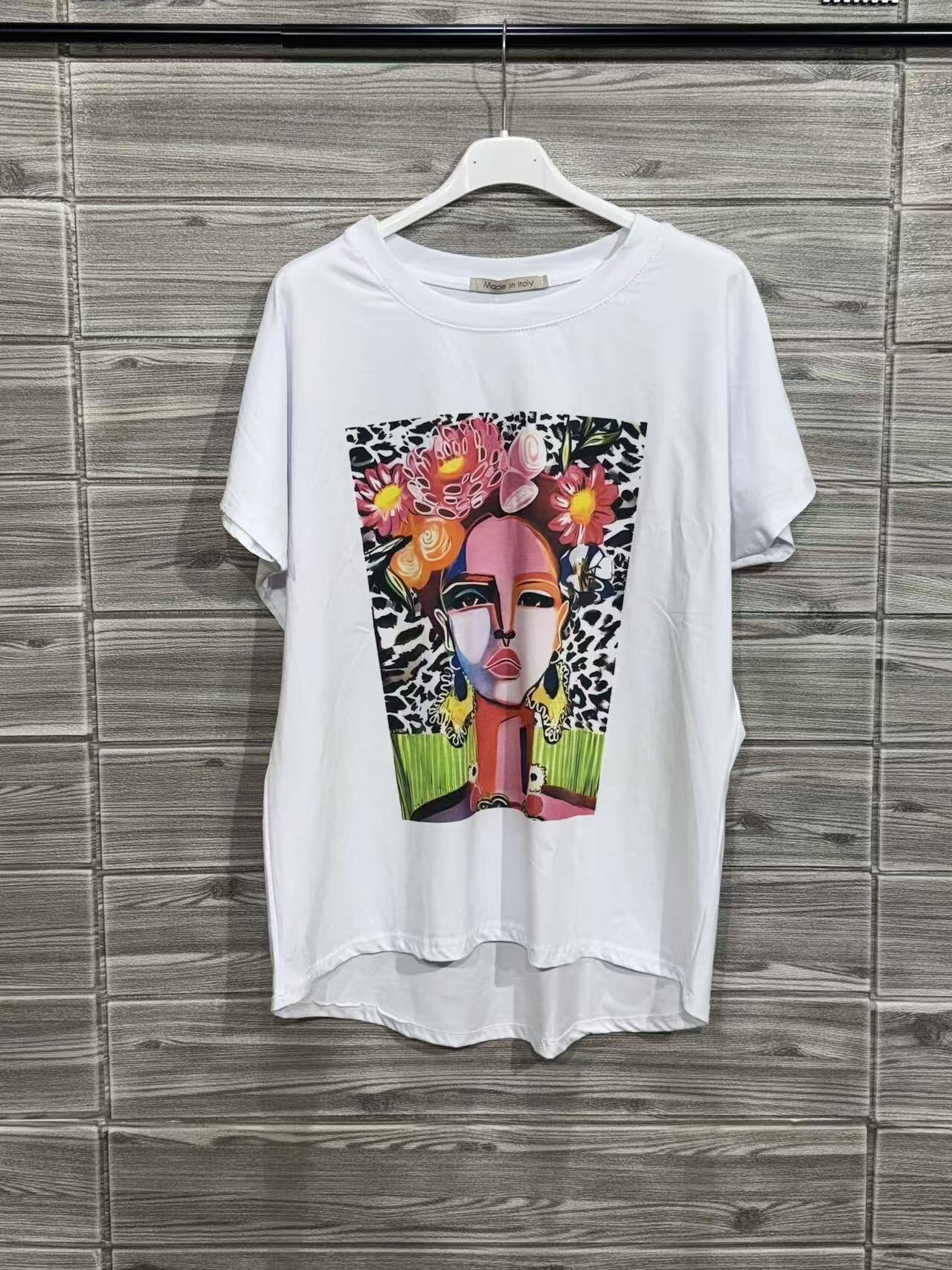 ZOT072WH Girl Portrait Cotton T-Shirt White