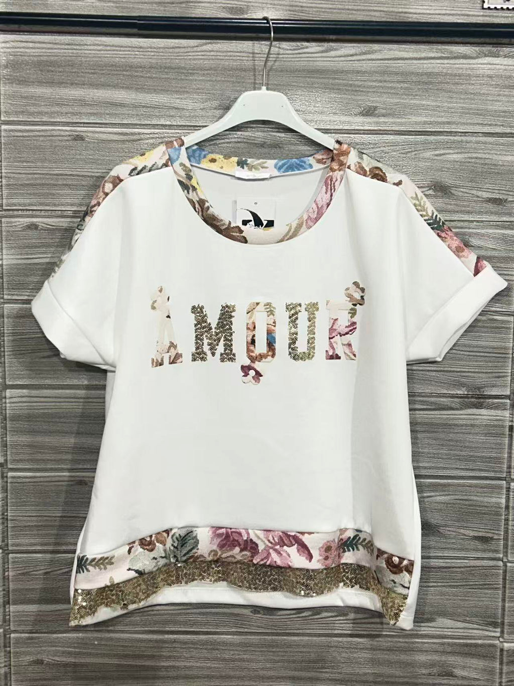 ZOT045WH Knit Floral Cotton Top White