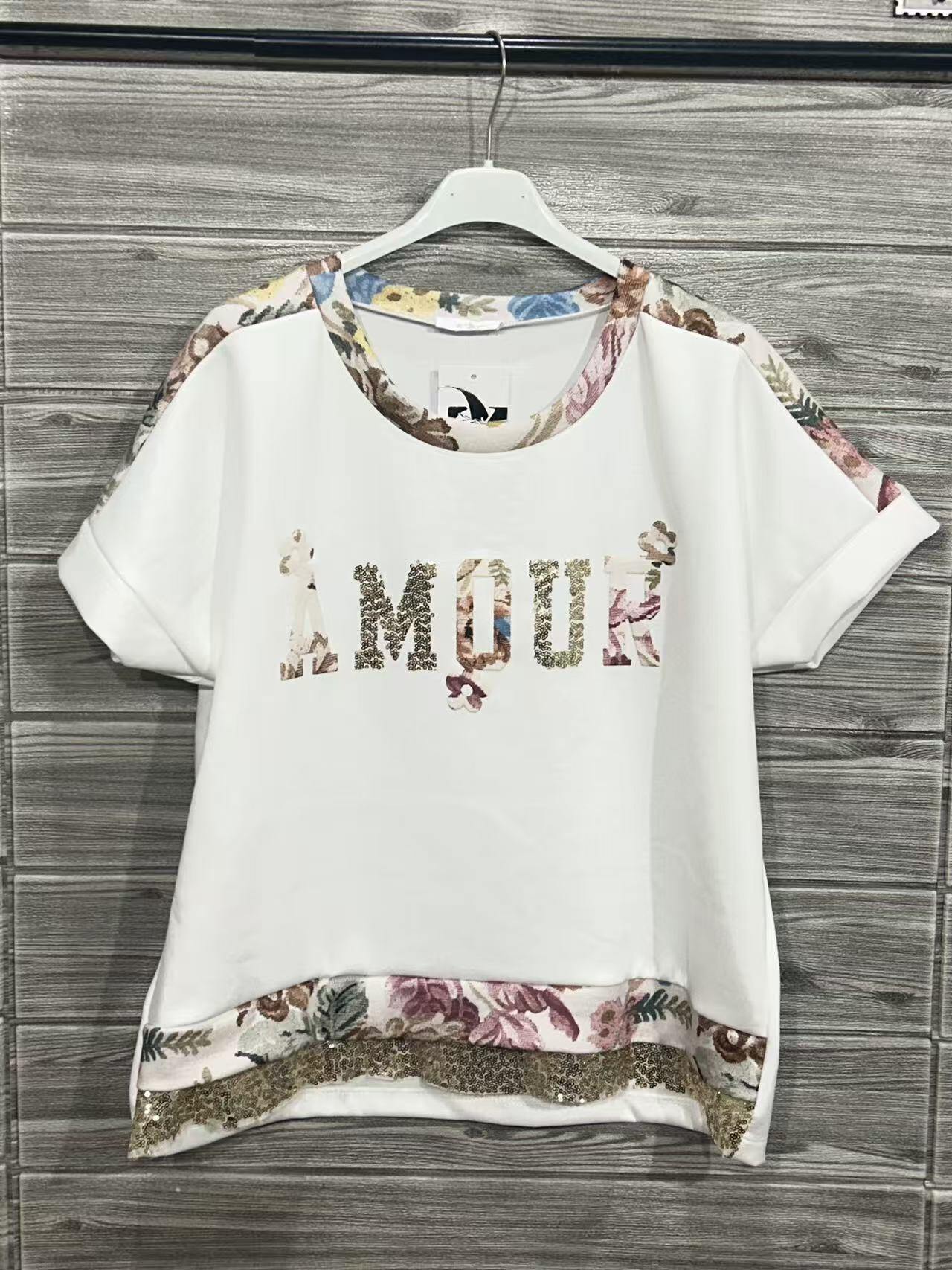 ZOT045WH Knit Floral Cotton Top White