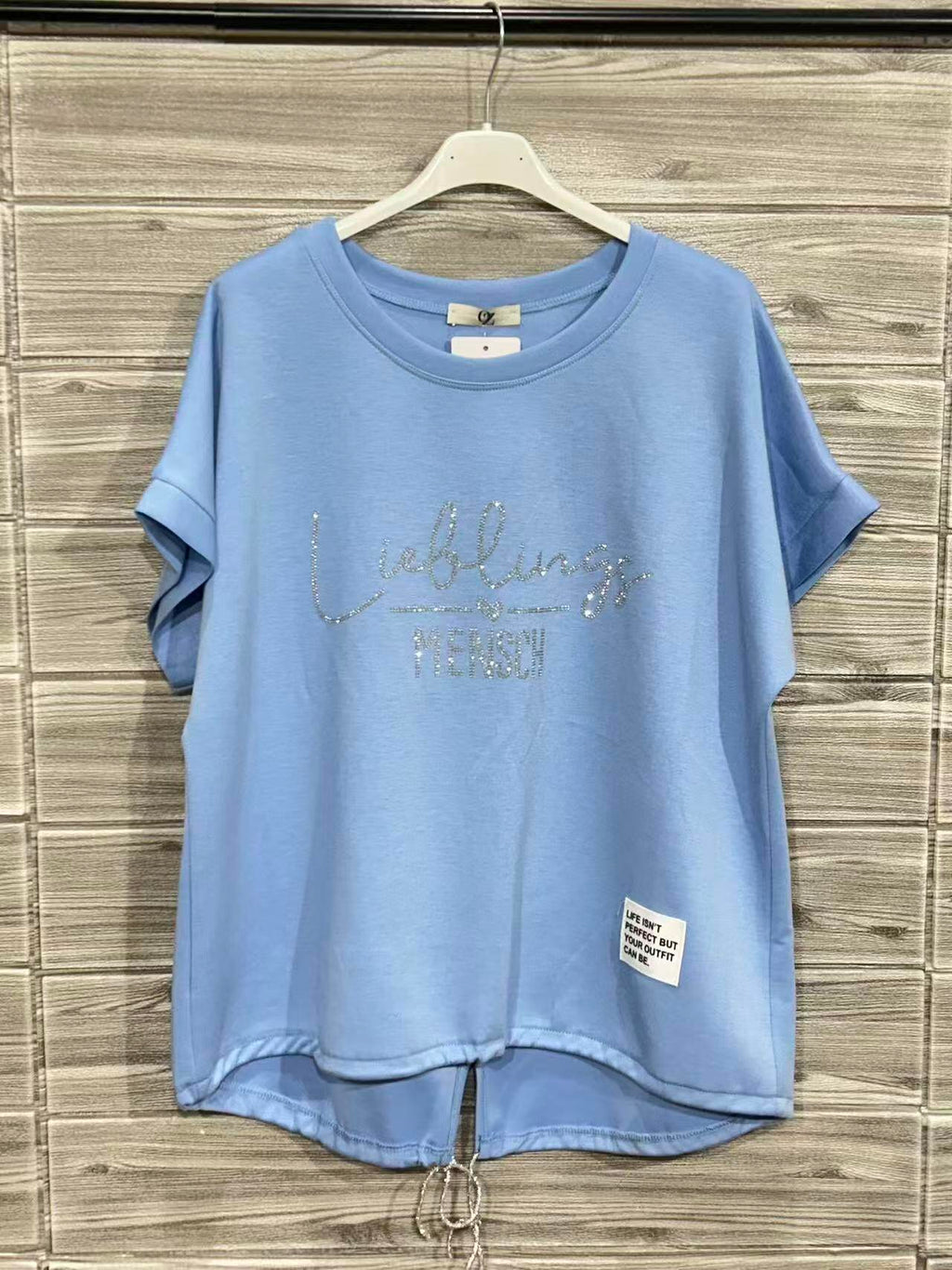 ZOT067SB Pastel V-Neck Cotton T-Shirt Sky Blue