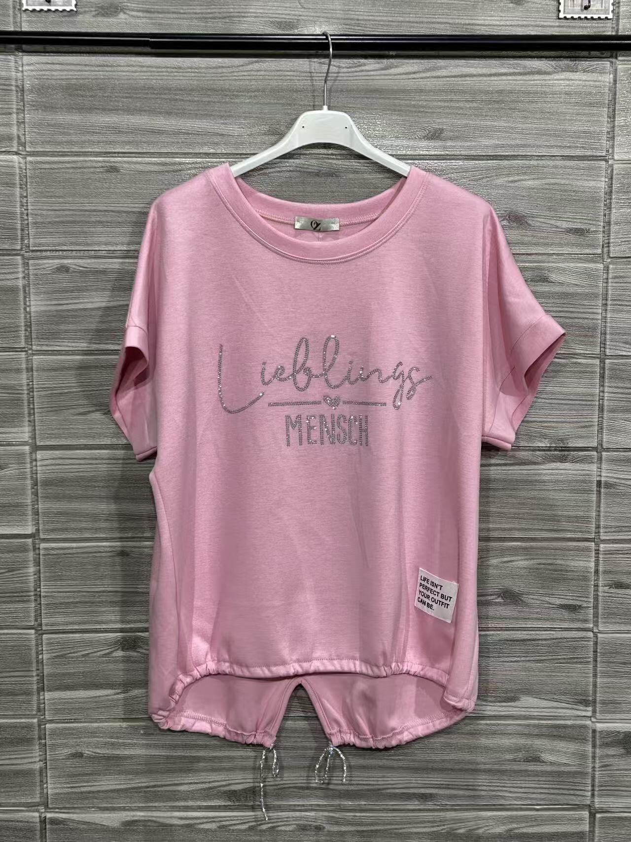 ZOT067BH Pastel V-Neck Cotton T-Shirt Blush