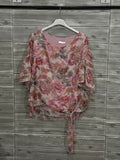 ZOT041BH Painted Floral Cotton Top Blush