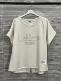 ZOT067EC Pastel V-Neck Cotton T-Shirt Ecru