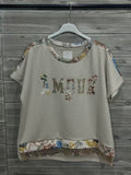 ZOT045EC Knit Floral Cotton Top Ecru