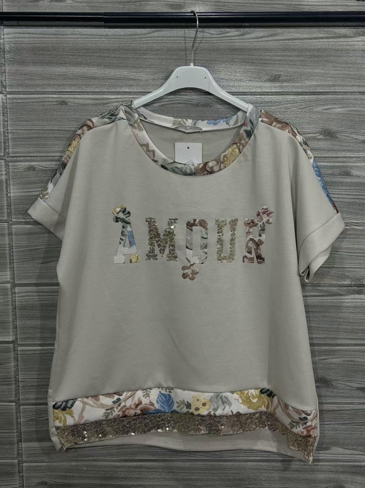 ZOT045EC Knit Floral Cotton Top Ecru